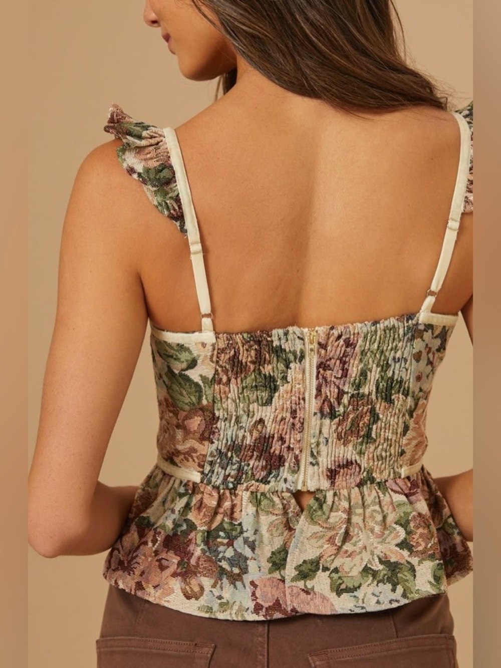 Altar'd State Floral Tapestry Corset Top Baroque Coquette Girl Peplum Sz Medium - Picture 3 of 5